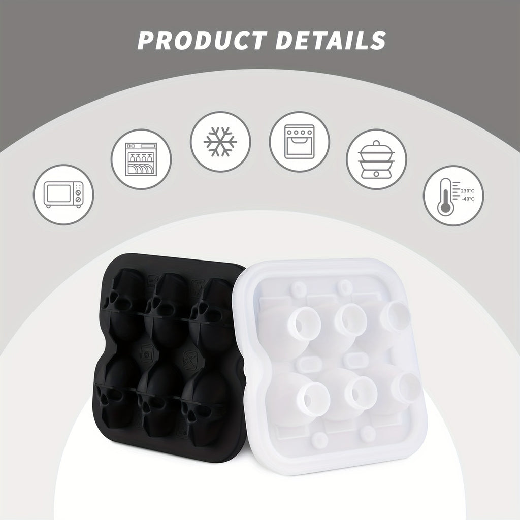 Silikon-Eiswürfelform in Totenkopf-Design mit großer wiederverwendbarer Form für Getränke und Whisky-Kugeln