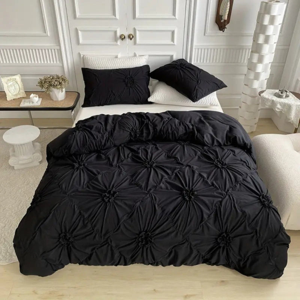 Decorative Quilt Cover Set Elegant Ruffle Pleats