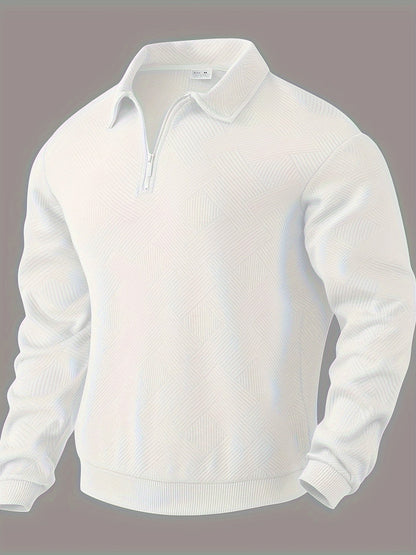 Men’s Quarter Zip Jumper Casual Warm Geometric Knitwear