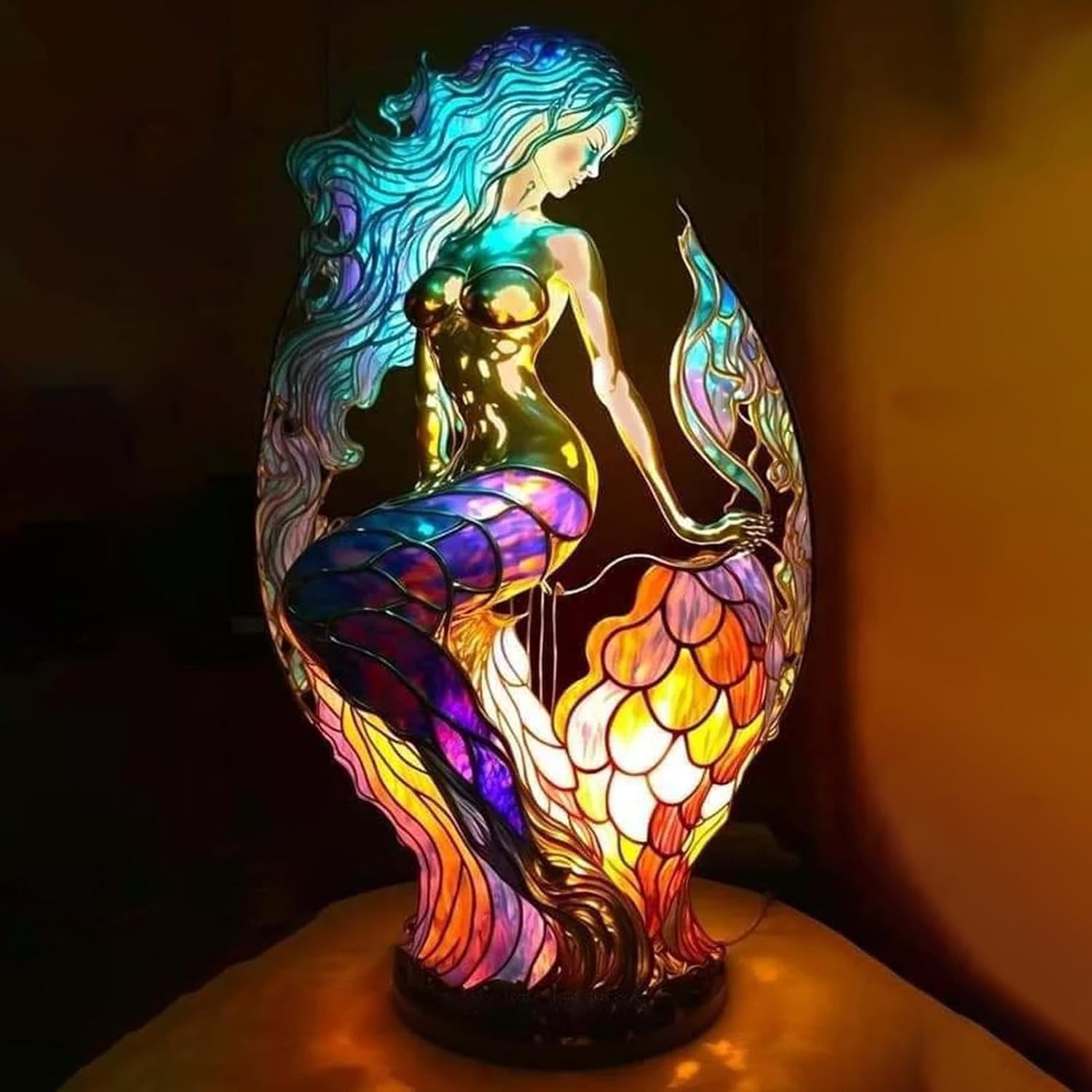 Stained Glass Table Lamp Animal Decorative Light