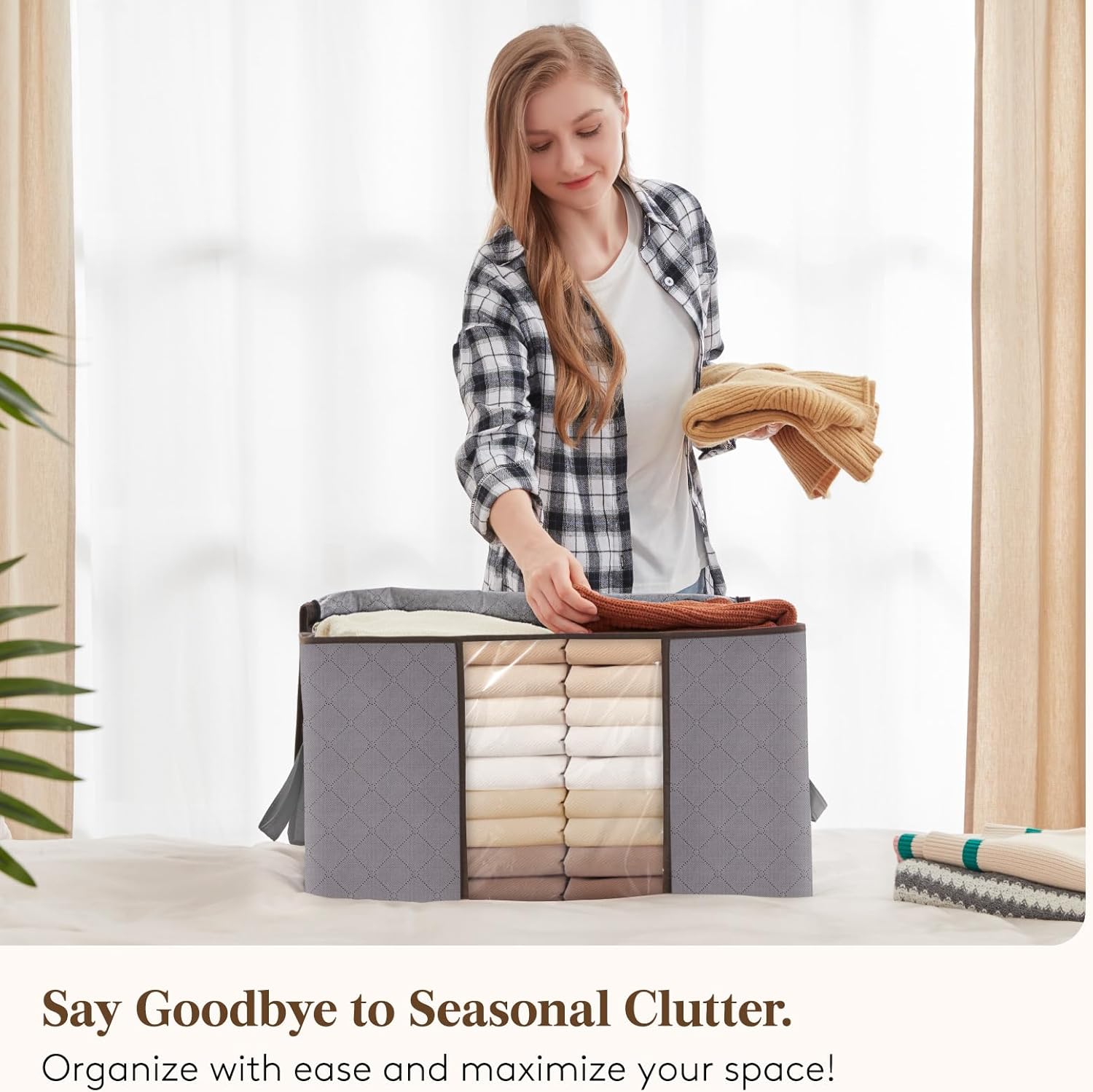 Foldable Storage Boxes with Handles and Front Window