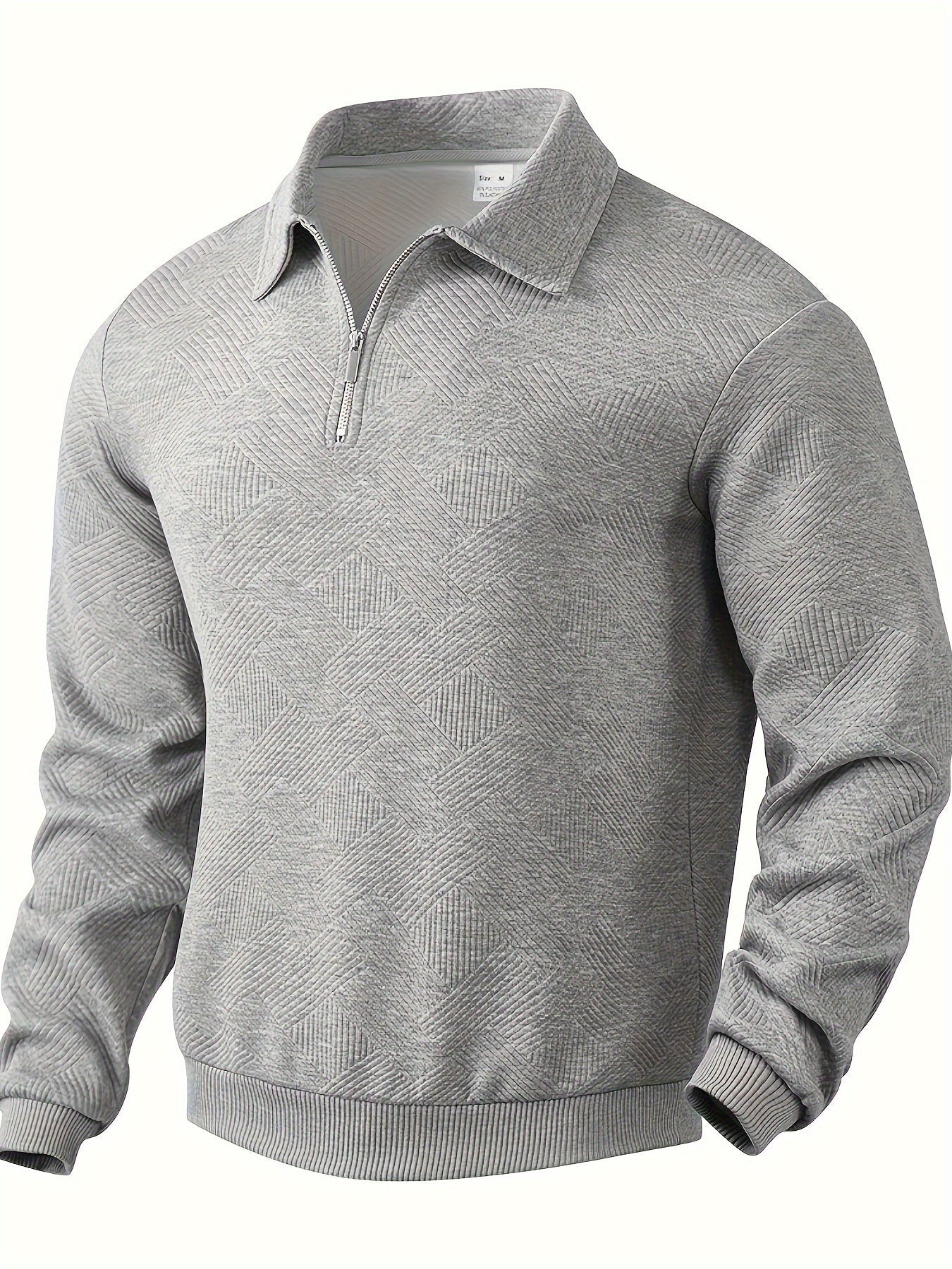 Men’s Quarter Zip Jumper Casual Warm Geometric Knitwear