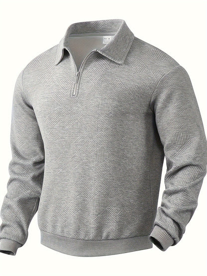 Men’s Quarter Zip Jumper Casual Warm Geometric Knitwear