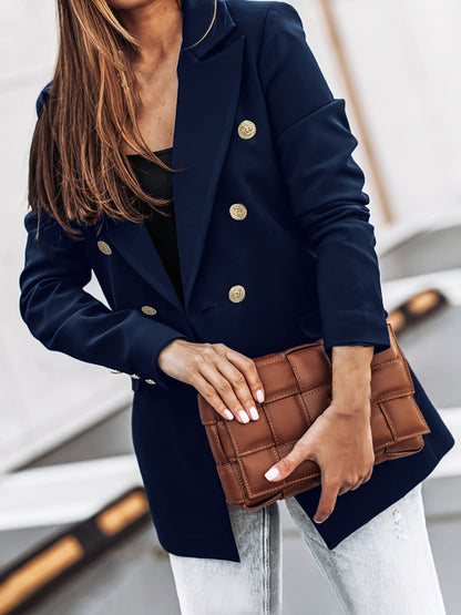 Women's Structured Blazer with Button Details for Autumn Winter Wear