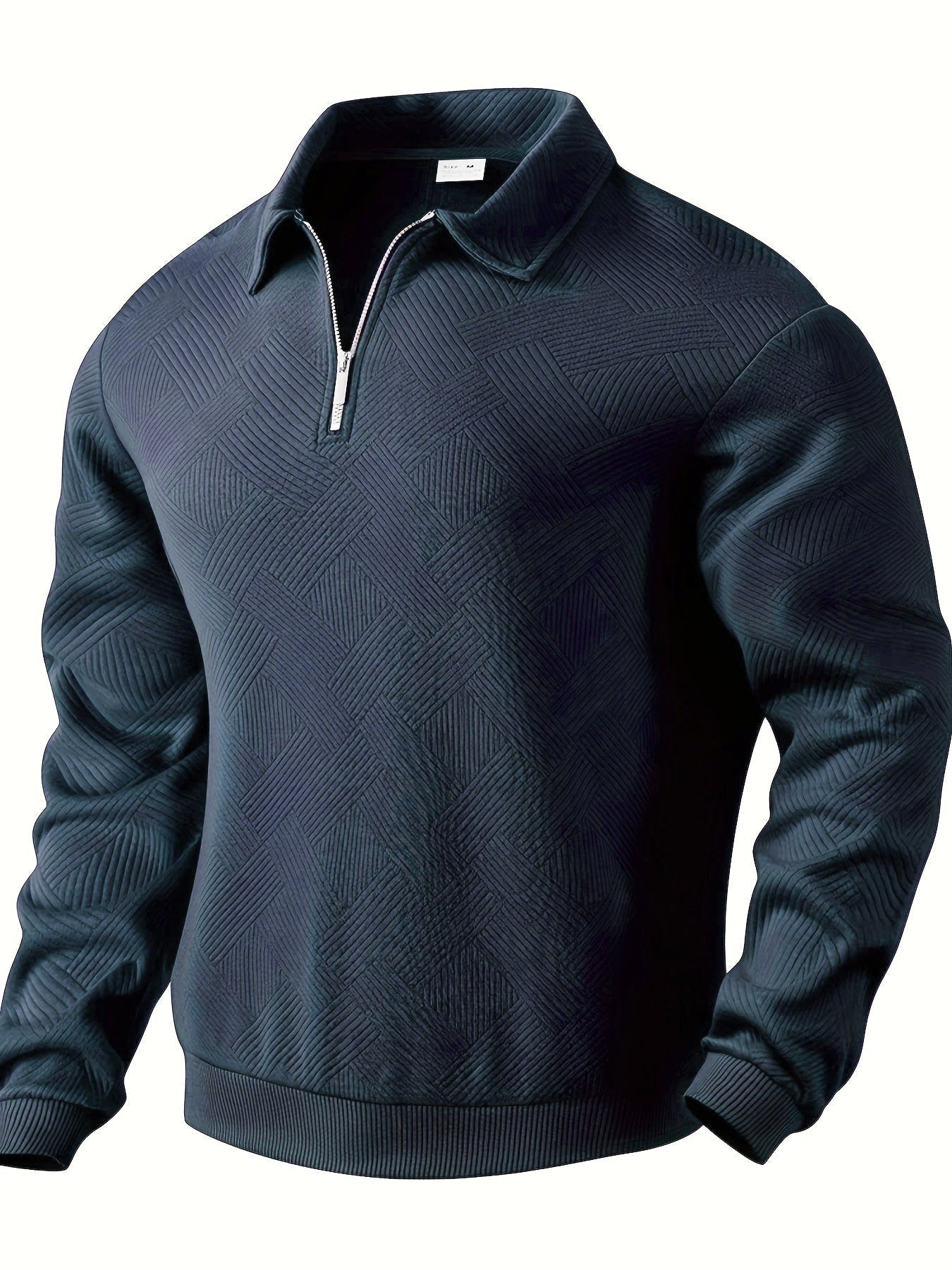 Men’s Quarter Zip Jumper Casual Warm Geometric Knitwear