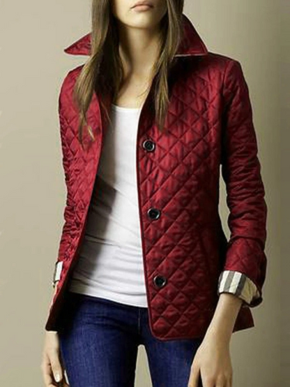 Women’s Quilted Collar Jacket for Daily Layering in Autumn and Winter