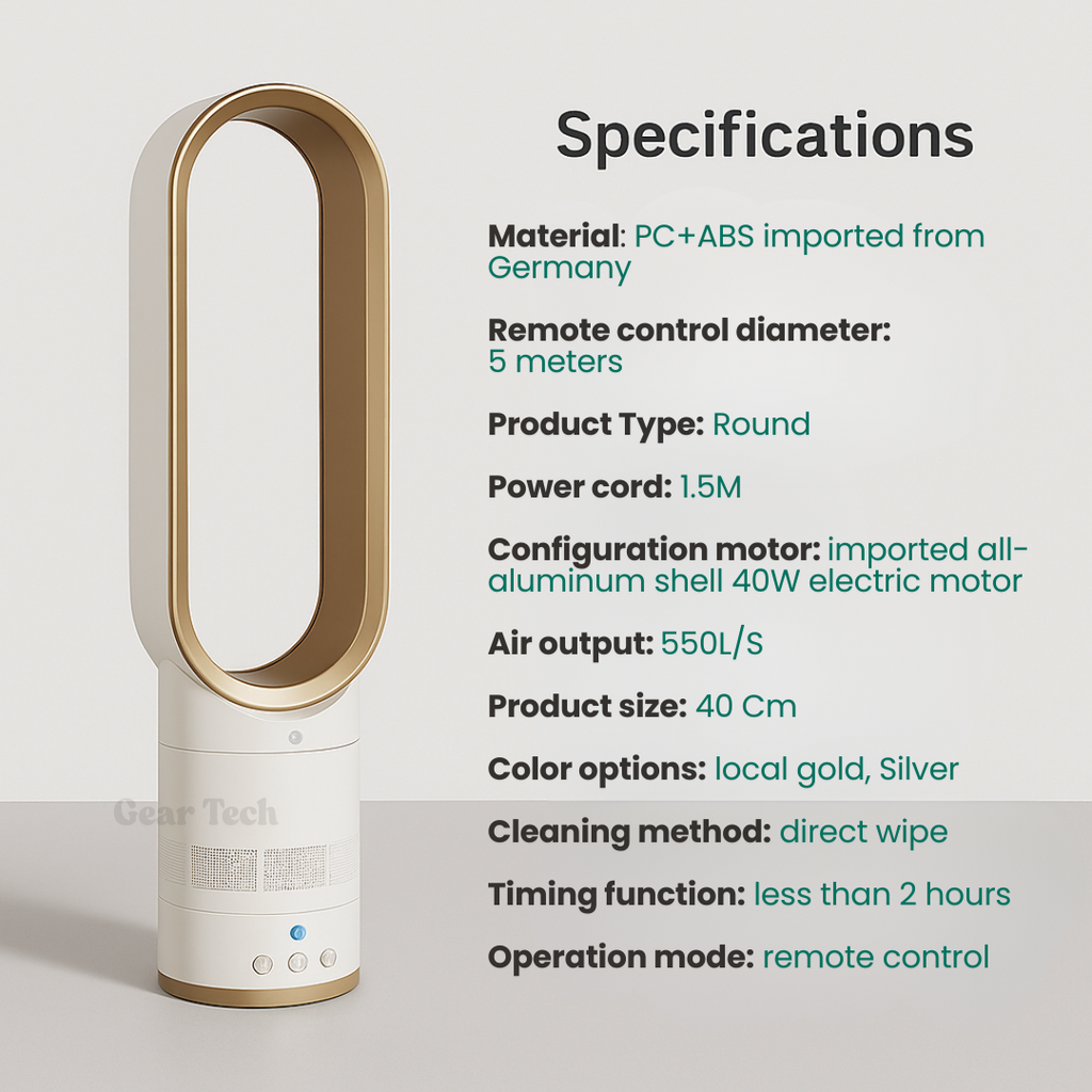 Safe & Stylish Bladeless Fan for Home Comfort