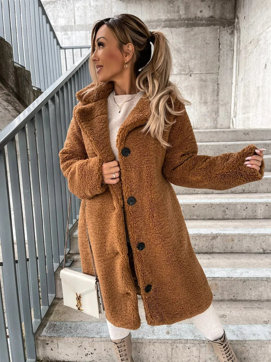 Women’s Classic Winter Trench Coat Cozy Knee-Length Outfit