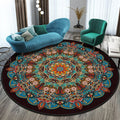 8 Foot Round Area Rug with Geometric Mandala Pattern - Image 2