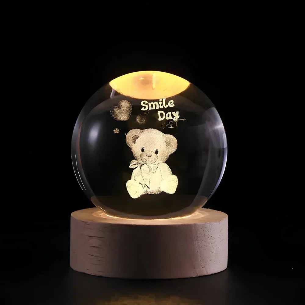 LED Crystal Sphere Night Light Cosmic 3D Planet Display