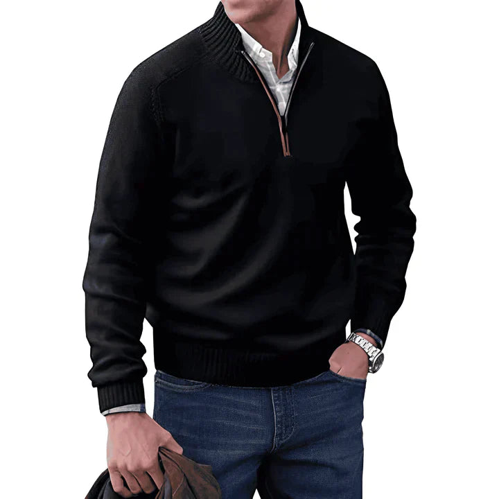 Men’s Quarter Zip Jumper Regular Fit Cold-Weather Top