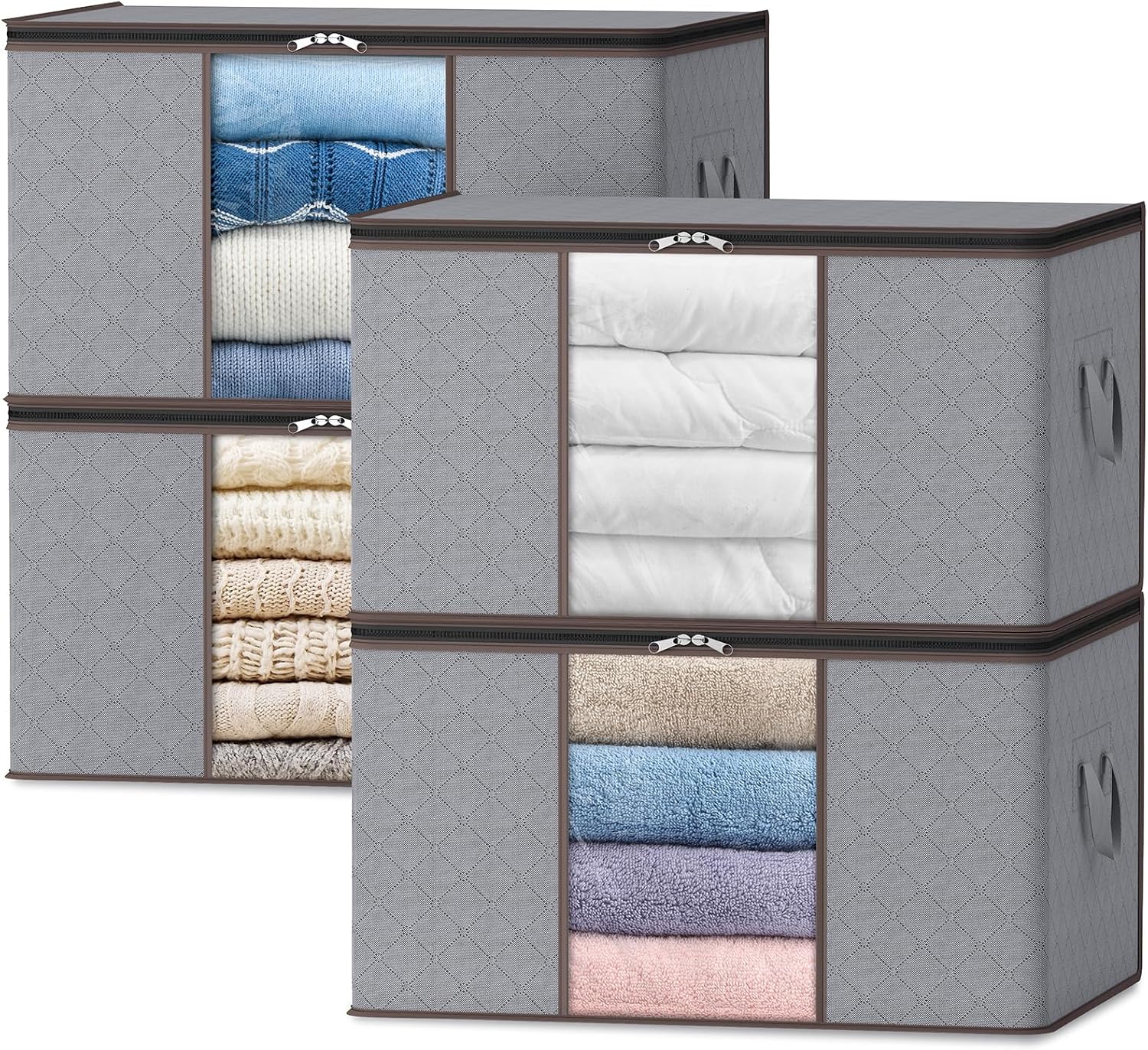 Foldable Storage Boxes with Handles and Front Window