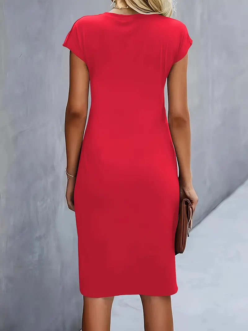 Women’s Scoop Neck Midi Dress Elegant Everyday Classic
