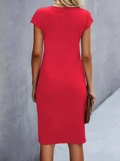 Women’s Scoop Neck Midi Dress Elegant Everyday Classic