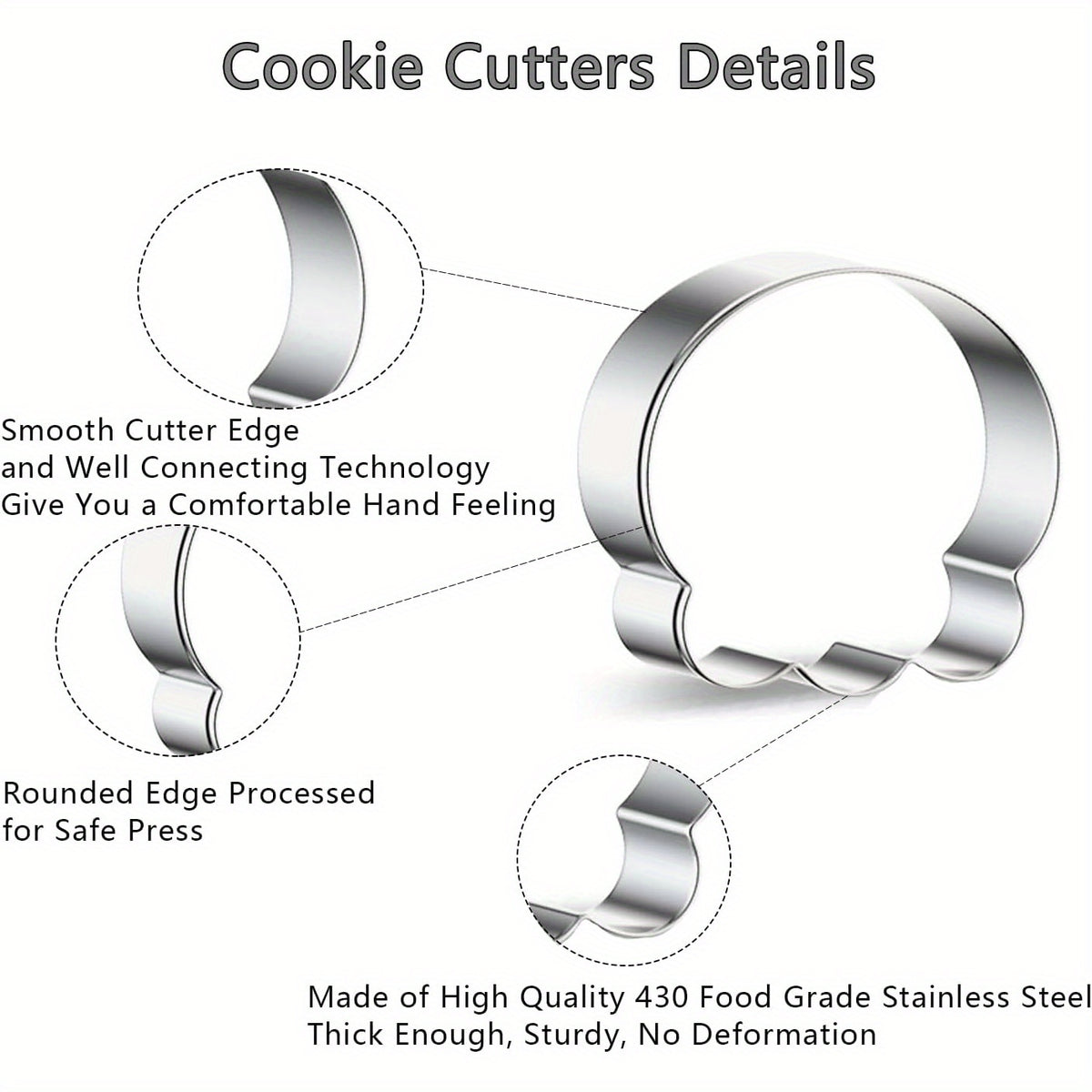 Halloween Stainless Steel Cookie Cutters Set with 7 Shapes Including Bat Ghost Pumpkin and Skull