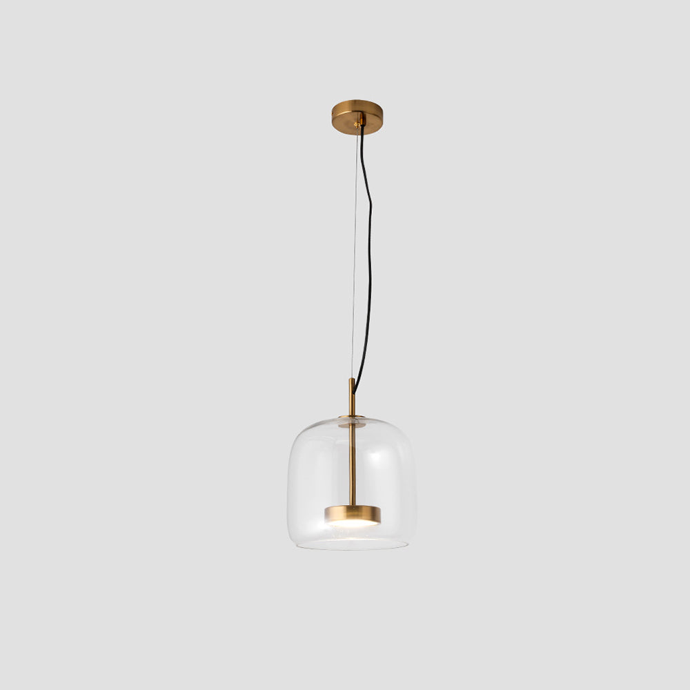 Retro Glass Pendant Light Amber Glass with Gold Finish
