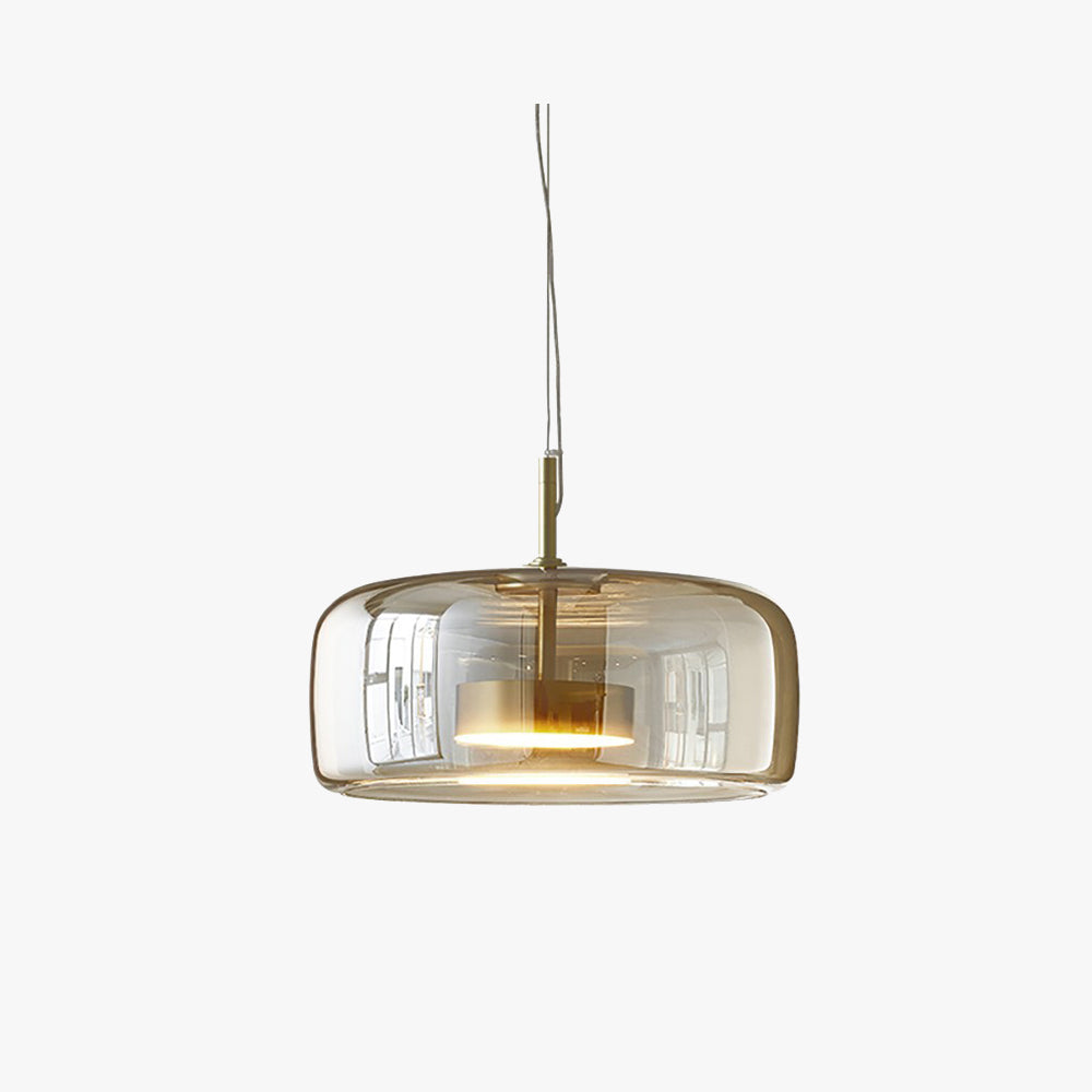 Retro Glass Pendant Light Amber Glass with Gold Finish