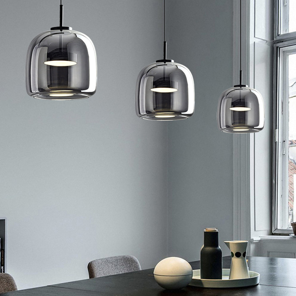 Retro Glass Pendant Light Amber Glass with Gold Finish
