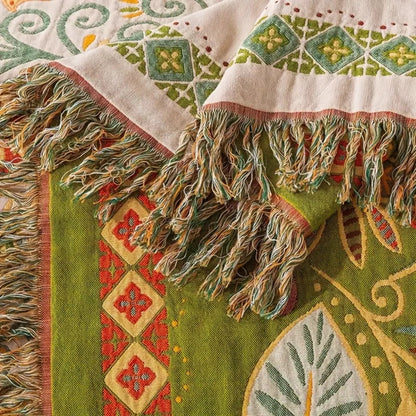 Bohemian Reversible Sofa & Bed Throw Vibrant Autumn Leaf Design