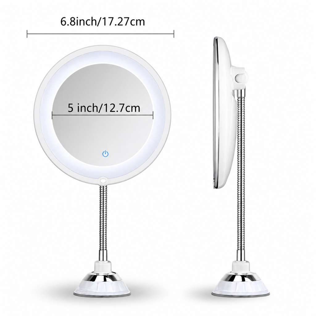 Adjustable LED Magnifying Mirror with Suction Mount