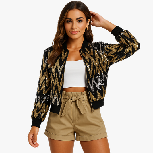 Glamorous Sequin Zip Jacket for Women