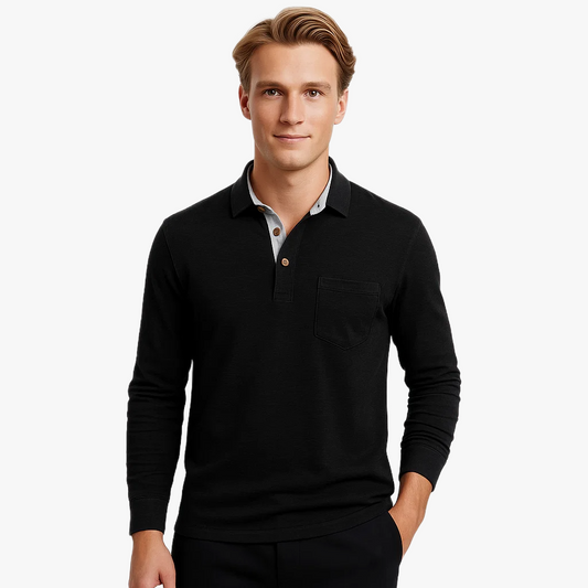 Stylish Long Sleeve Men's Polo Shirt