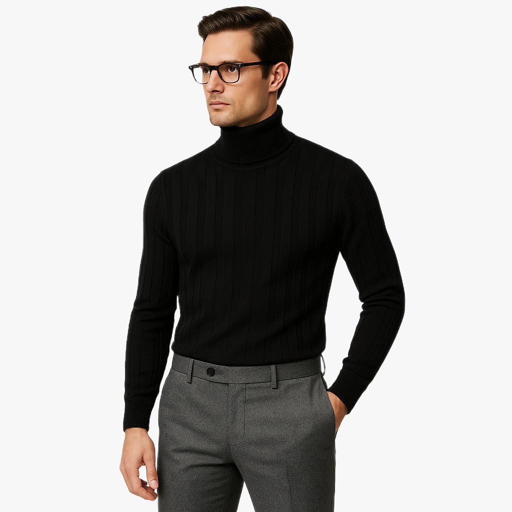 Warm Casual Roll Neck Jumper for Men