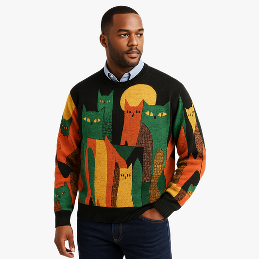 Stylish Printed Long Sleeve Men's Sweater