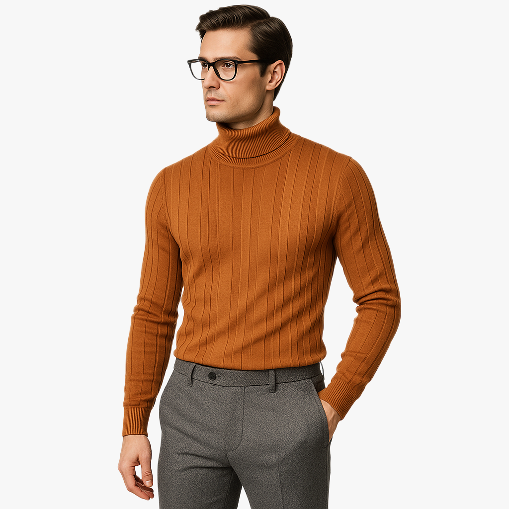 Warm Casual Roll Neck Jumper for Men