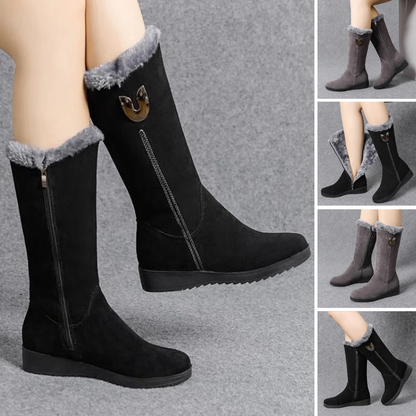 Women’s High Winter Boots Flat Solid Design