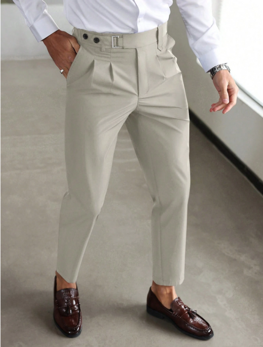 Men's Modern Slim Fit Trousers for Office Wear with Side Pockets