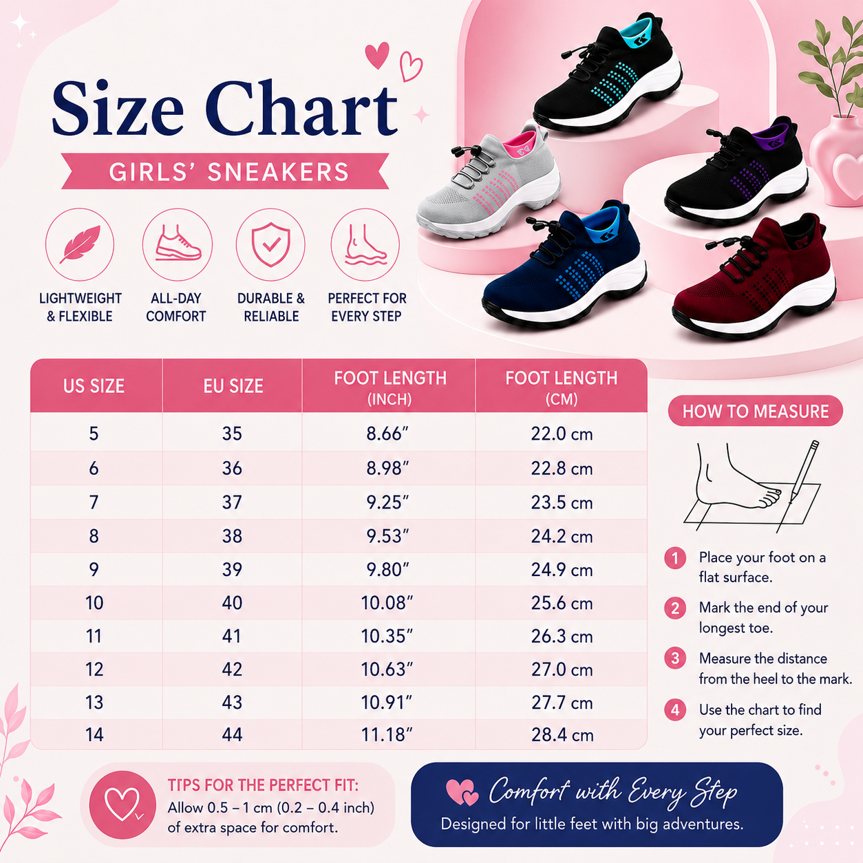 Damen-Sneaker mit breiter Passform für den Alltag und rutschfester Sohle