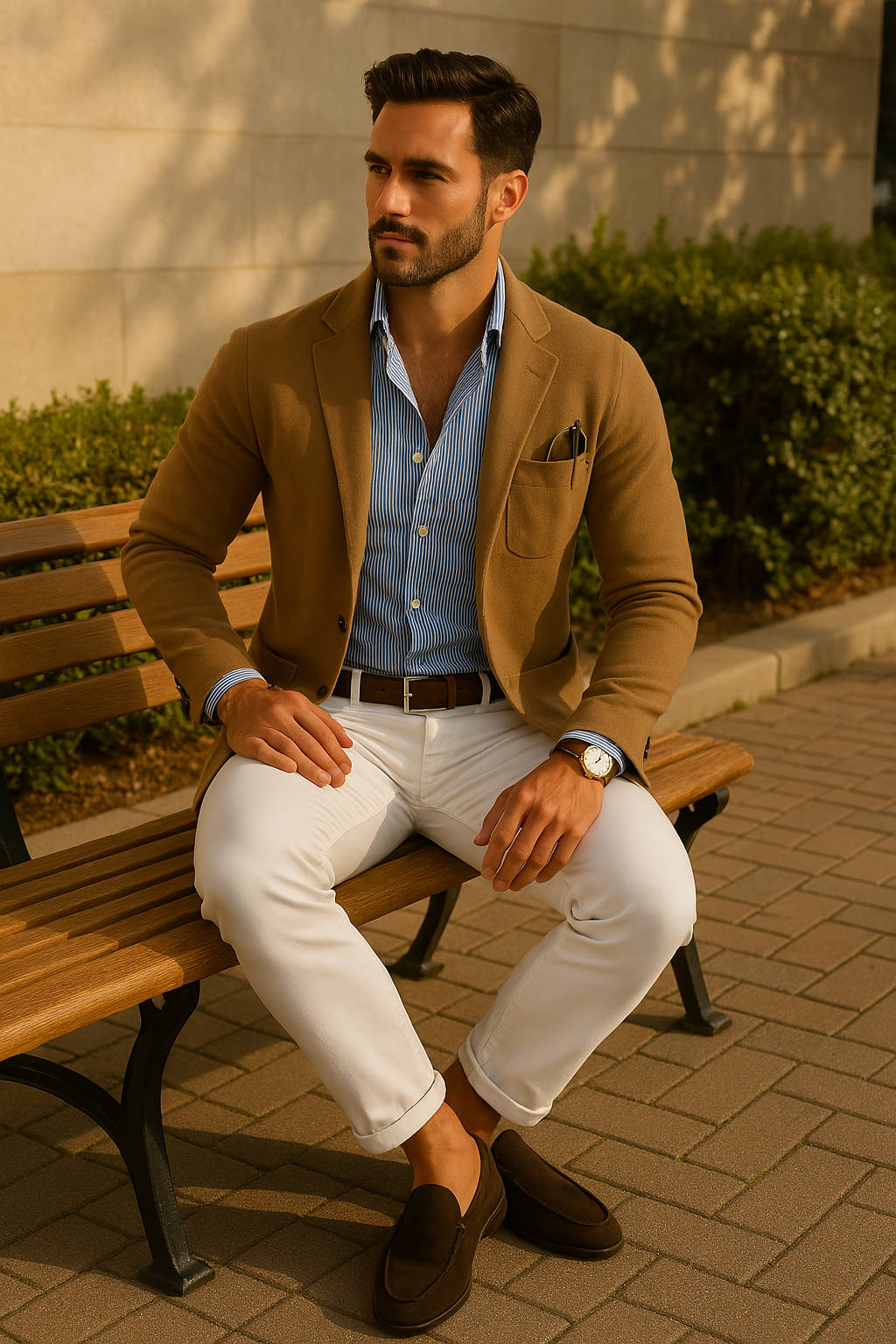 Men's Modern Blazer with Notched Lapel and Practical Buttoned Pockets