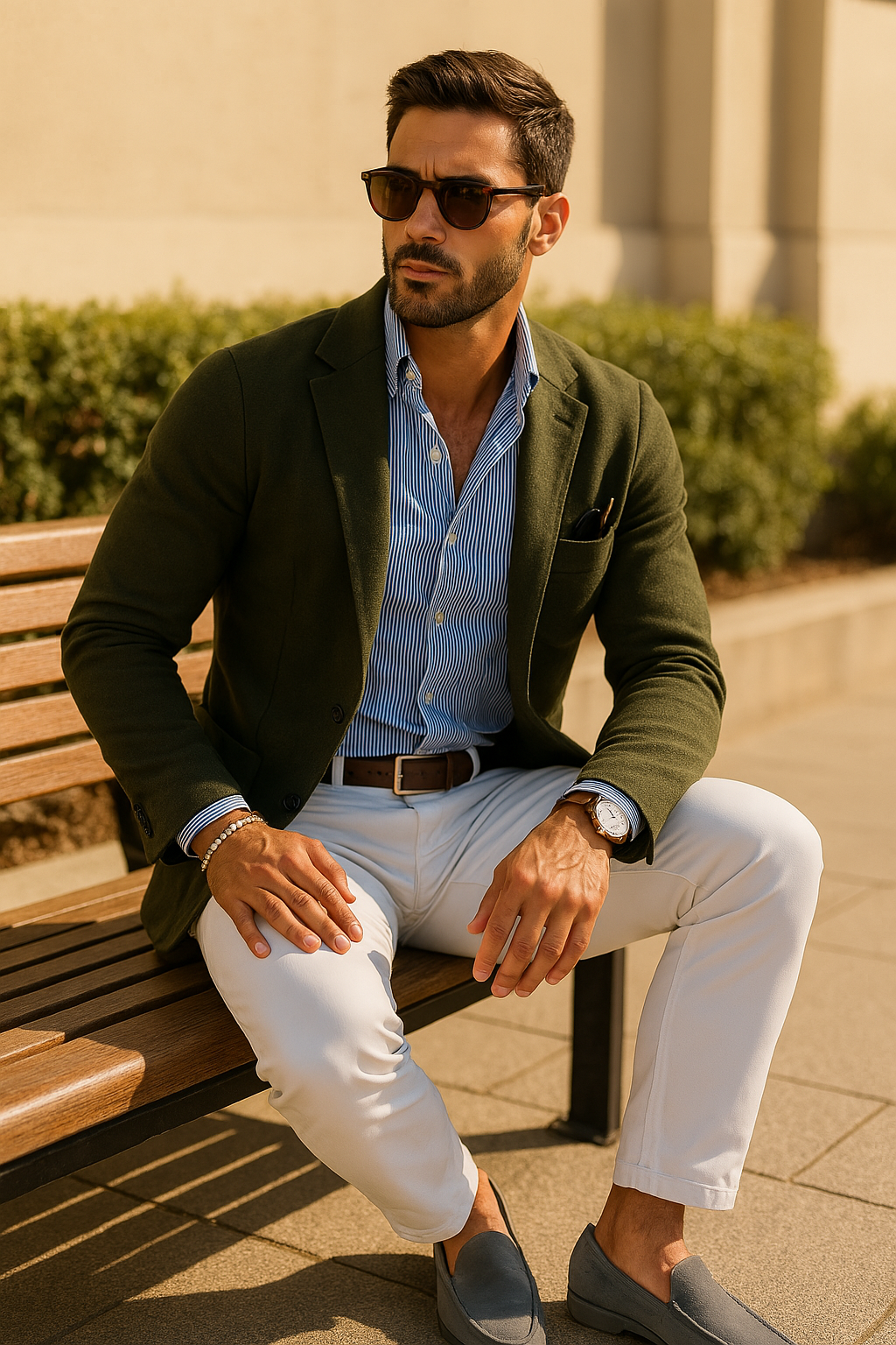 Men's Modern Blazer with Notched Lapel and Practical Buttoned Pockets