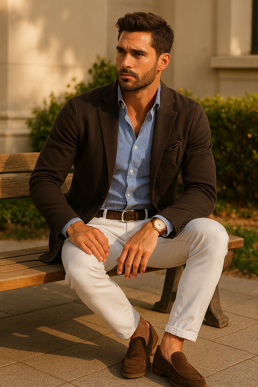 Men's Modern Blazer with Notched Lapel and Practical Buttoned Pockets