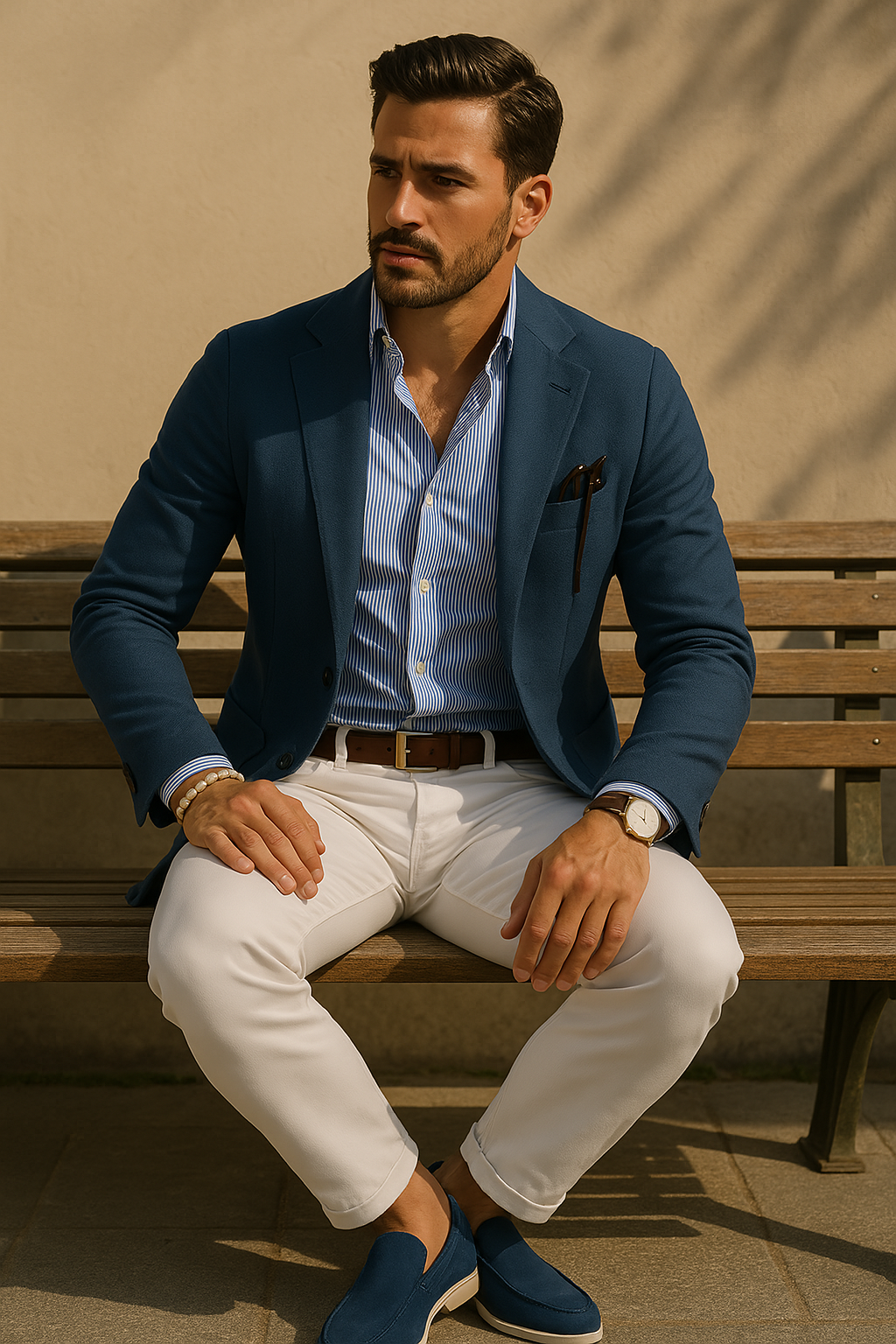 Men's Modern Blazer with Notched Lapel and Practical Buttoned Pockets
