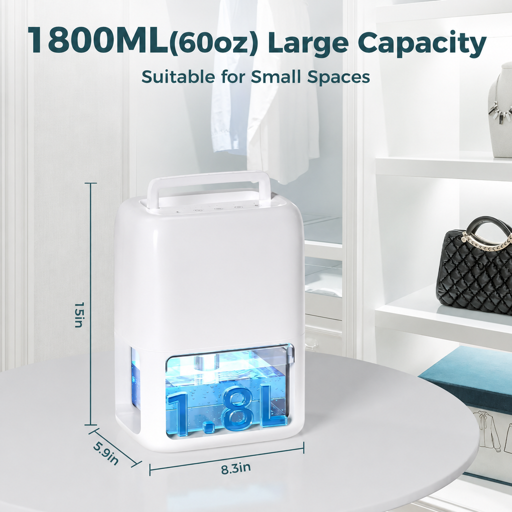 Small Portable Dehumidifier for Bedroom, Office & Basement