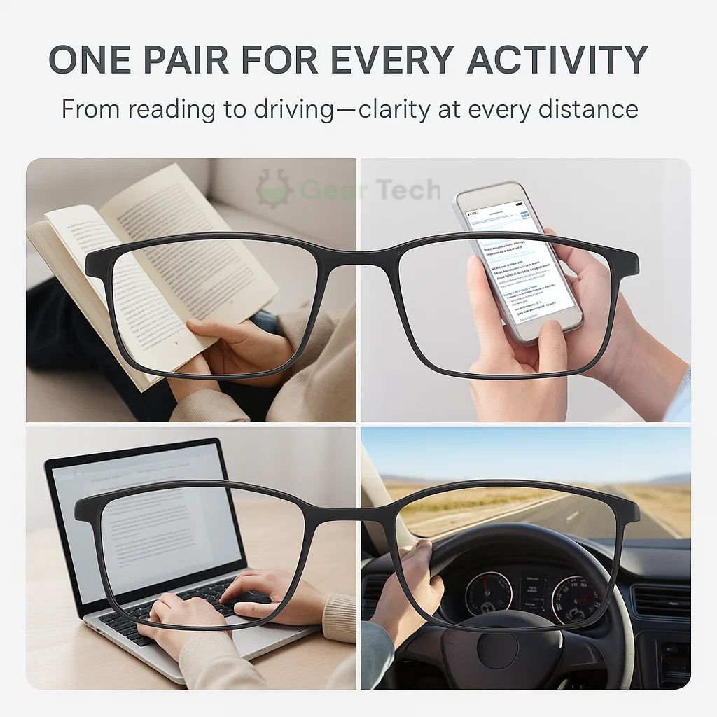 Progressive Reading & Driving Glasses with Anti‑Glare