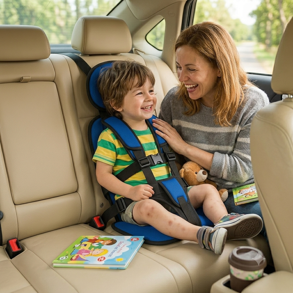 Siège rehausseur de voyage pour enfants avec ceinture de sécurité portable pour trajets en voiture