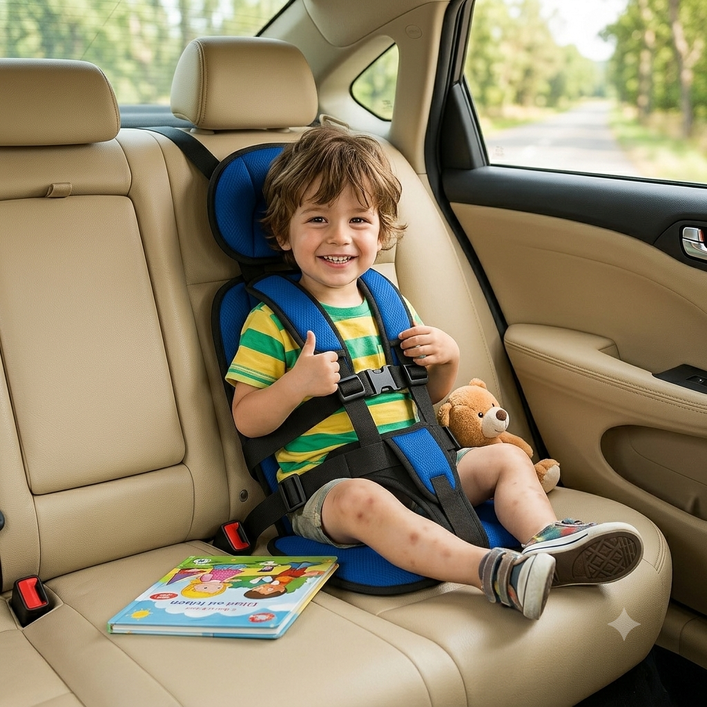 Siège rehausseur de voyage pour enfants avec ceinture de sécurité portable pour trajets en voiture