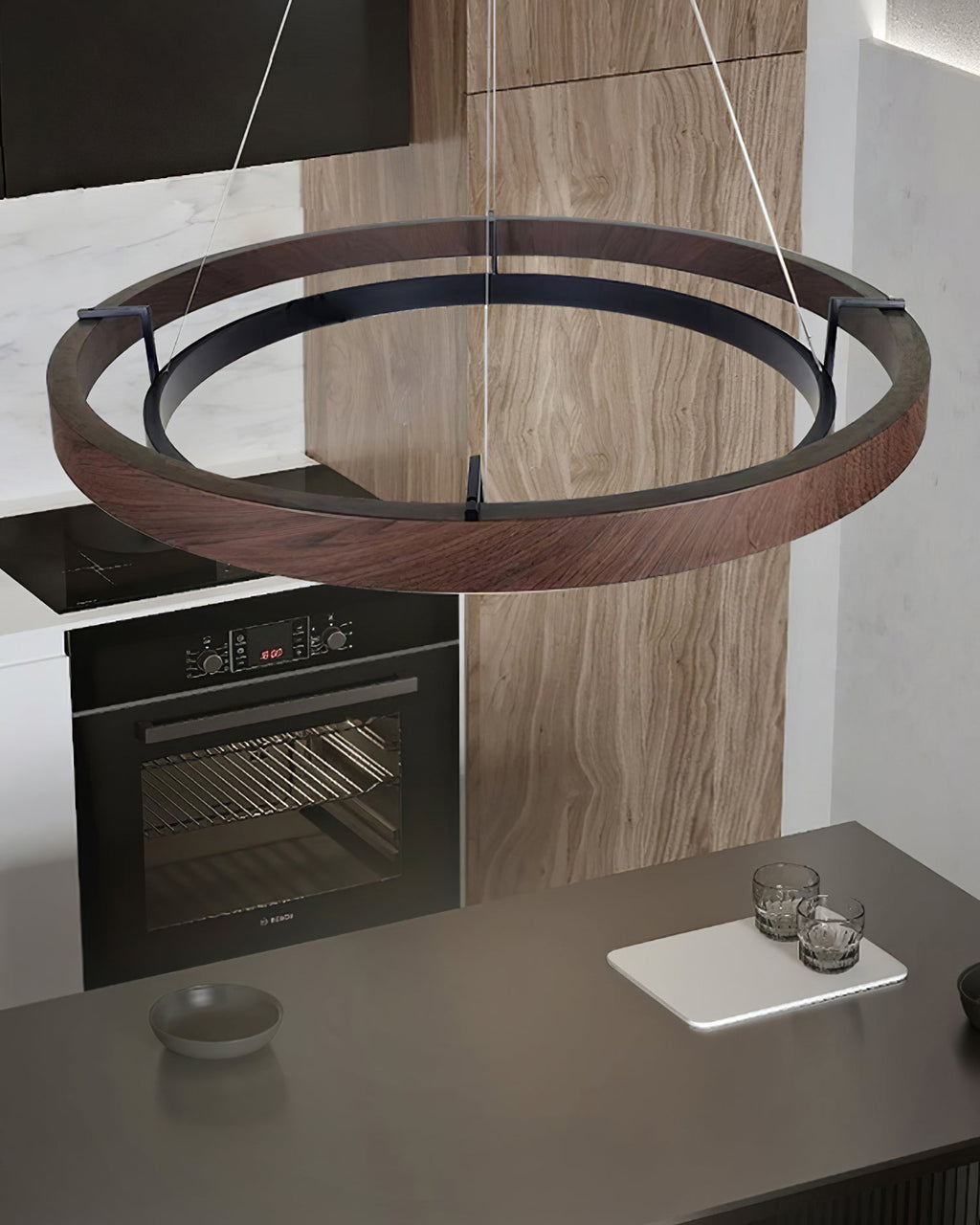 Modern Dual Ring LED Chandelier Adjustable Ceiling Light