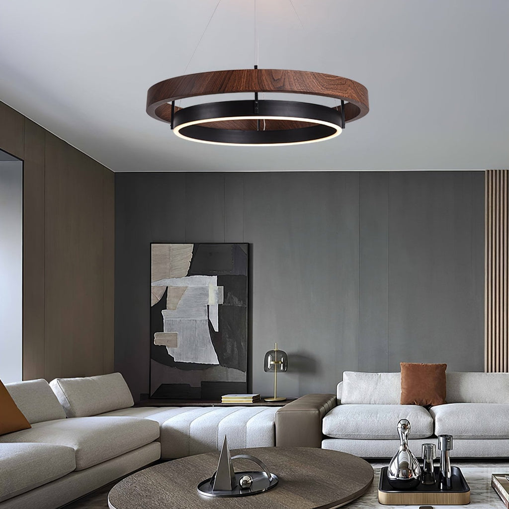 Modern Dual Ring LED Chandelier Adjustable Ceiling Light
