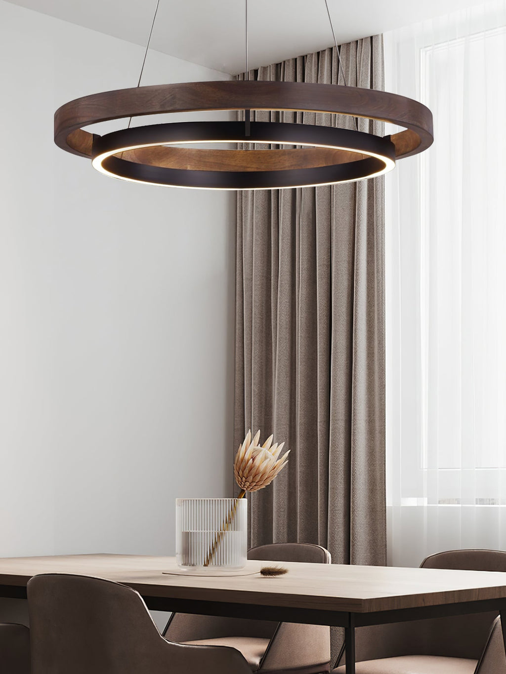 Modern Dual Ring LED Chandelier Adjustable Ceiling Light