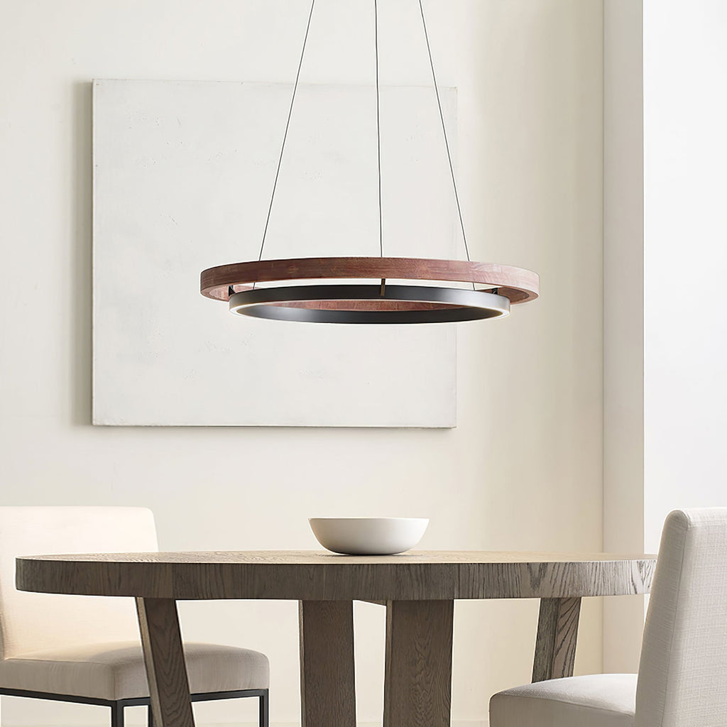 Modern Dual Ring LED Chandelier Adjustable Ceiling Light