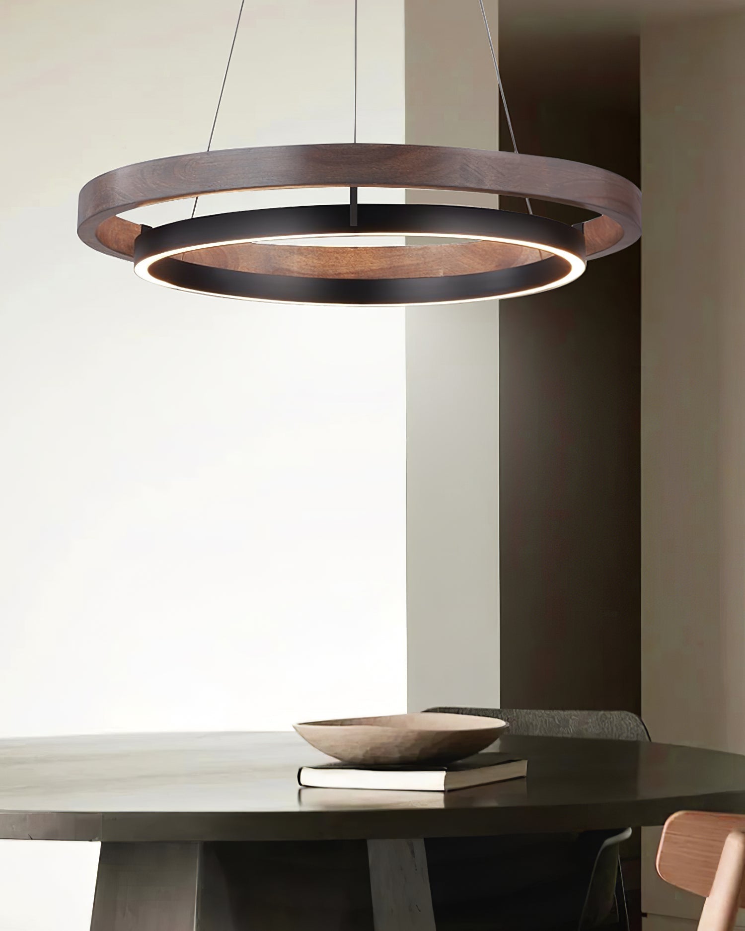 Modern Dual Ring LED Chandelier Adjustable Ceiling Light