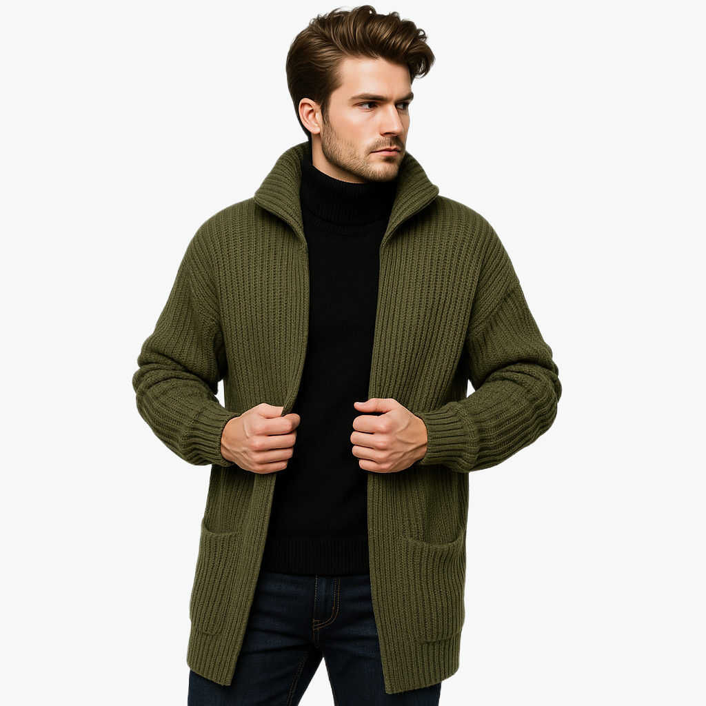Warm Long Men’s Cardigan for Winter Style