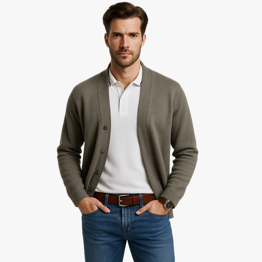 Winter Men's Knitted Cardigan with Buttons