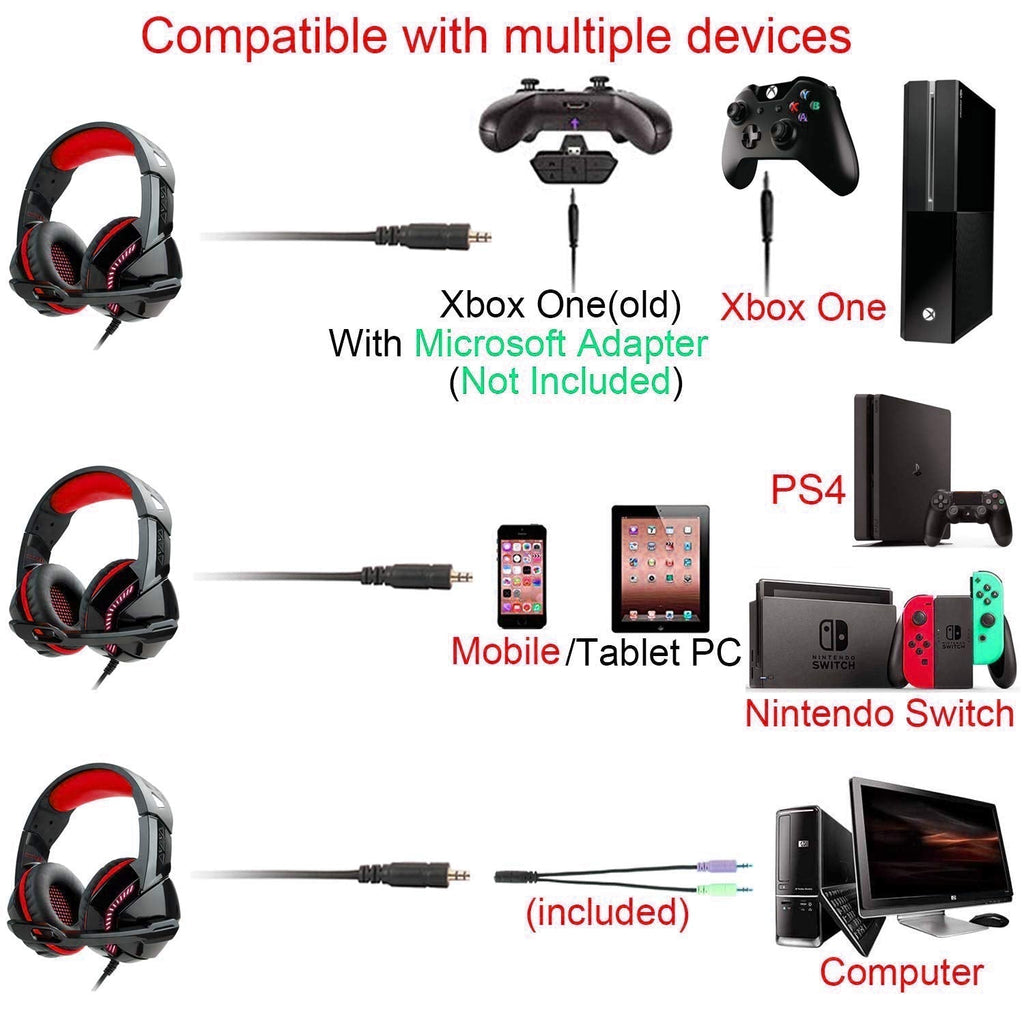 Multi‑Platform Headphones with LED Light and Volume Control