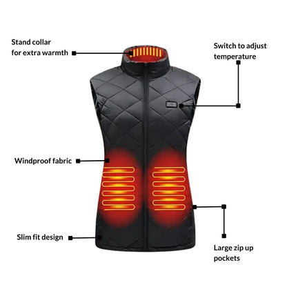 Women’s Heated Gilet Lightweight Electric Vest with Adjustable Heat Levels