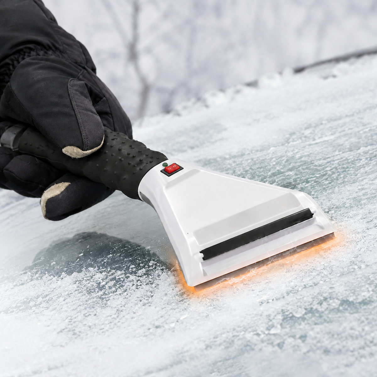 Heated Car Ice Scraper for Window Windshield with LED Light and 12v Power Cord